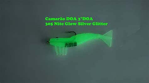 Camarão Doa 3doa305 Nite Glow Silver Glitter Com Anzol E Lastro Espaço Pesca