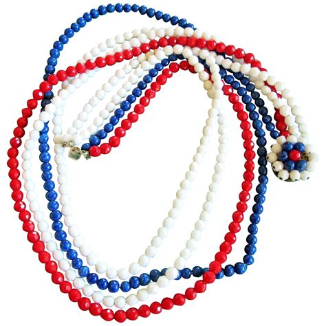 Eugene Patriotic Red White And Blue Bead Necklace Blue Beads Bead