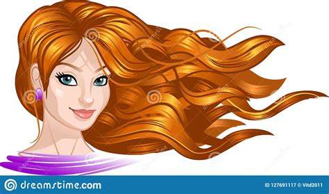 Beautiful Girl With Long Hair Illustration Stock Vector