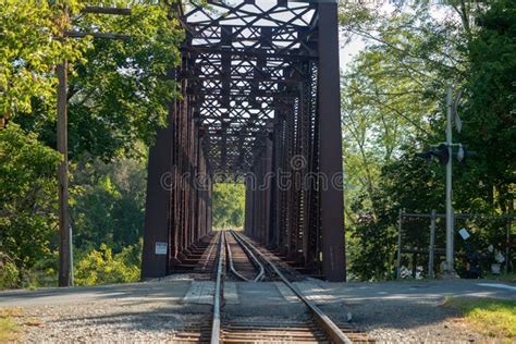 Vintage Railway Trestle Crossing The River Stock Image Image Of Solid