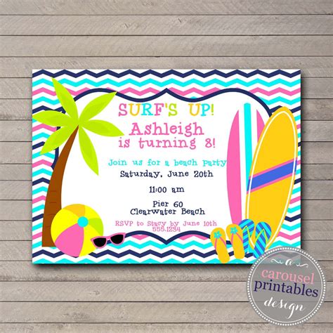 Find customizable beach party invitations of all sizes. Beach Party Invitation, Beach Invite, Beach Birthday Party ...