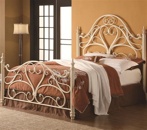 Iron Beds And Headboards Queen Ornate Metal Headboard Footboard Bed With Egg Shell Finish By