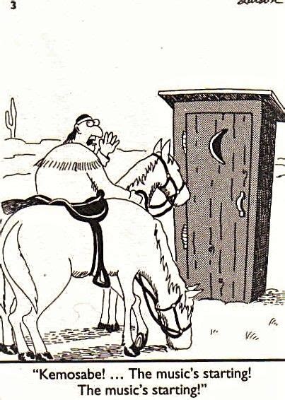 Lone Ranger Stuck In Outhouse Far Side Cartoons Far Side Comics Funny