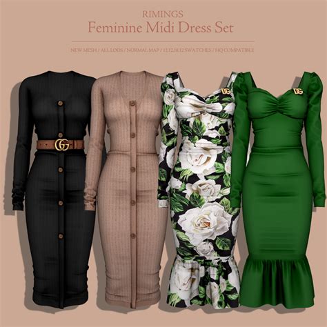 Rimings Rimings Feminine Midi Dress Set Rimings