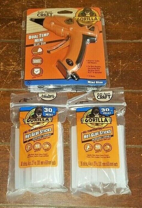 Gorilla Dual Temp Mini Glue Gun ~ 102589 2 30ct Mini Glue Sticks