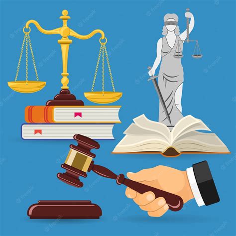 Concepto De Ley Y Justicia Con Escalas De Justicia De Iconos Planos