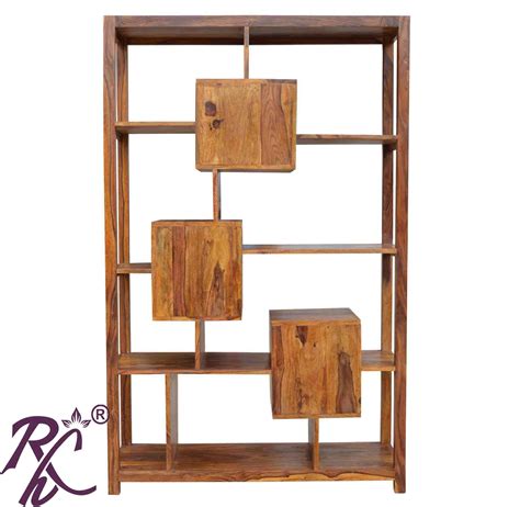 Solid Sheesham Wood Modern Open Bookcase Raj Handicraft
