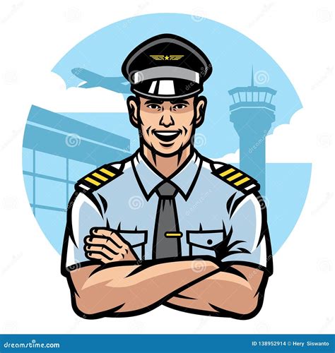 Pilot Smiling And Crossing The Arms Stock Vector Illustration Of