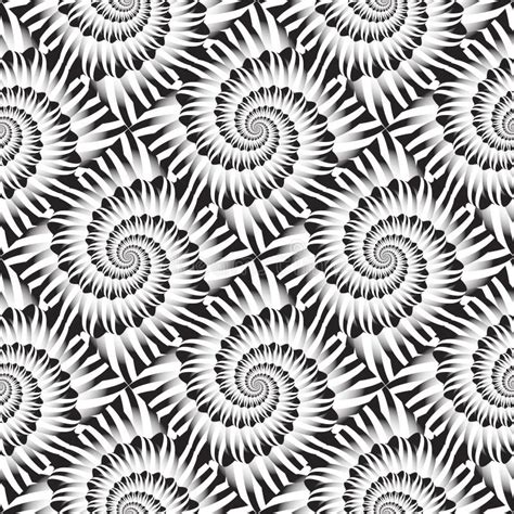 Design Seamless Monochrome Spiral Movement Pattern Stock Illustrations
