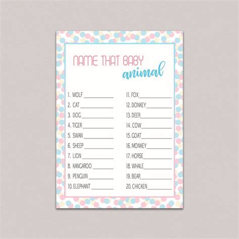 Gender Reveal Party Games Printable Baby Animal Game Guess Etsy