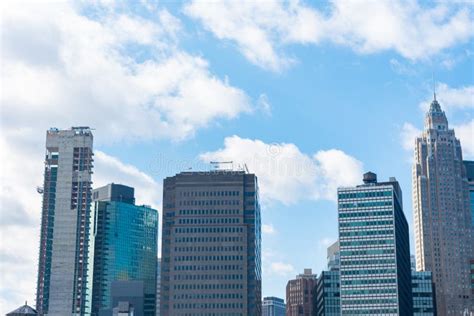 Lower Manhattan New York City Skyline Scene With Old And Modern