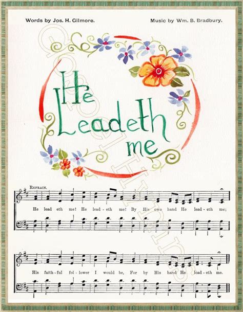 He Leadeth Me Hymn Art Cards The Lord Is My Shepherd Sheet Music