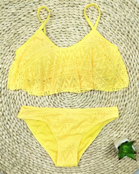 push up solid color low waist lace up bikini set