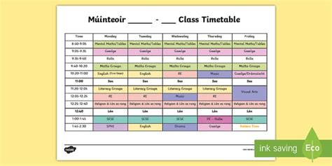 Editable Sample Timetable Teacher Made