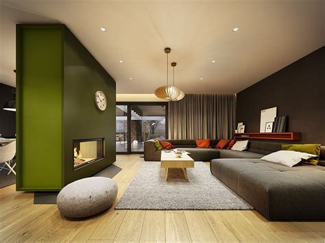 Olive Green And Brown Living Room
