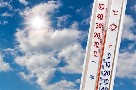 Premium Photo Thermometer On A Background Of Blue Sky With White