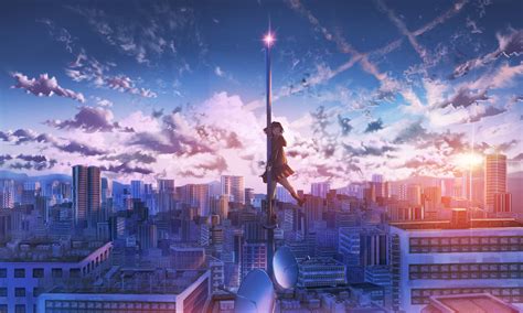Anime Girl City Building Height 4k Hd Anime 4k