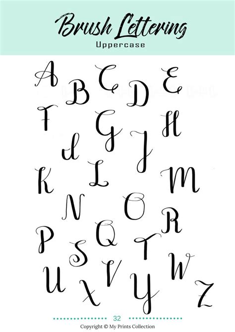 Printable Brush Hand Lettering Guide For Beginners Drills Lowercase