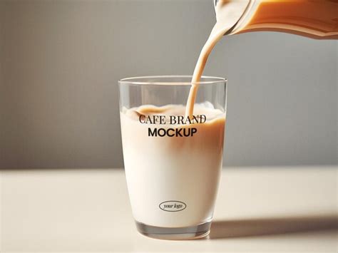 Premium Psd Psd Cafe Latte Glass Cup Coffee Logo Mockup