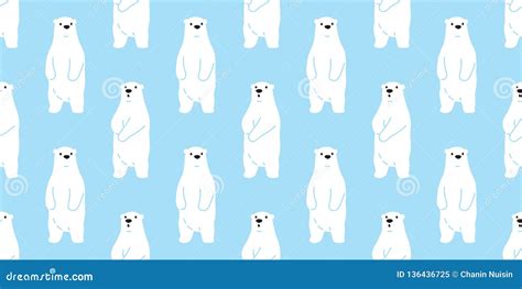 Bear Seamless Pattern Vector Polar Bear Scarf Isolated Cartoon