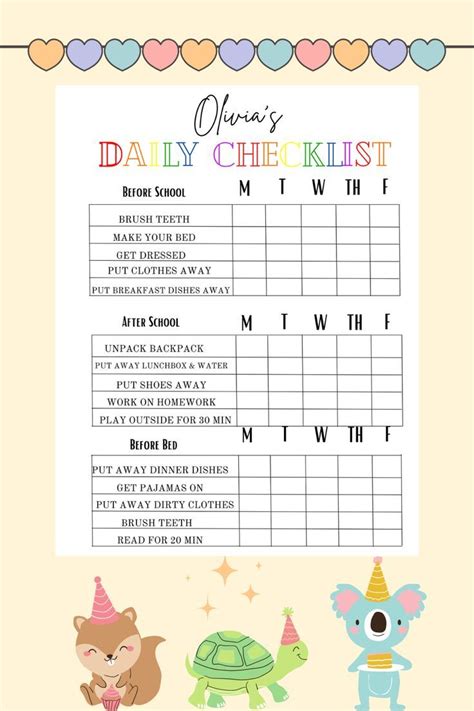 Kids Daily Checklist Template Downloadable Daily Routine For Kids