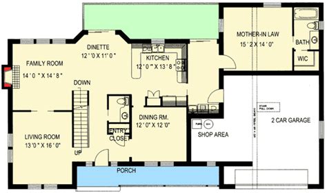 Aren't family bathrooms the worst? Traditional Home Mother Law Suite - House Plans | #107058