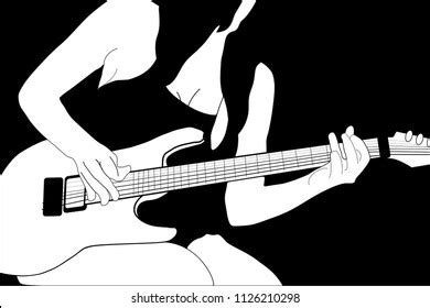 Half Naked Woman Playing Guitar Illustration 스톡 일러스트 1126210298