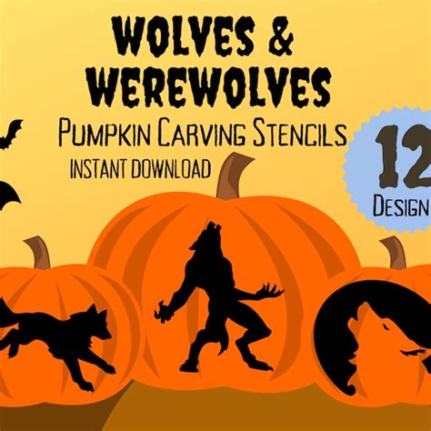 Wolf Stencil For Pumpkin Carving Etsy