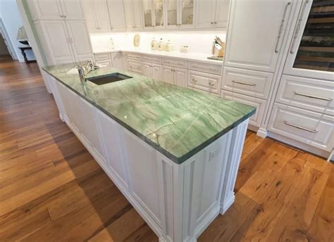 Green Marbled Quartzite For A Beautiful Traditional Kitchen In Miami