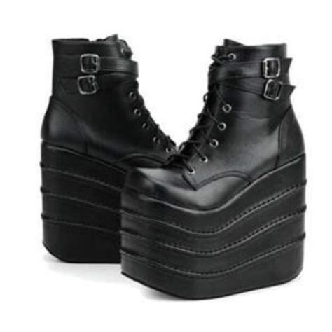 Shoes Goth Emo Boots Buckles High Soles Thick Soles Wheretoget