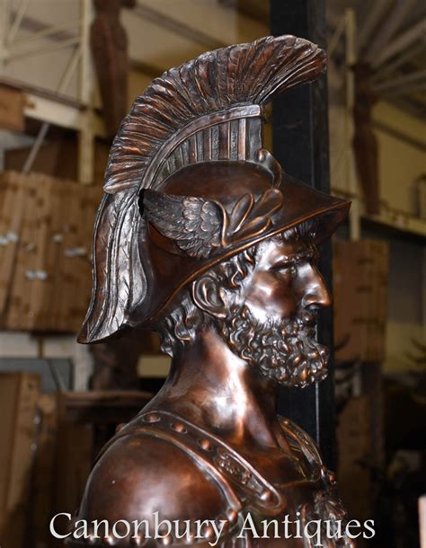Pair Xl Bronze Roman Gladiator Statues Soldier Architectural Antiques