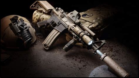 beige and black m4a1 assault rifle gun m4 ar 15 hd wallpaper wallpaper flare