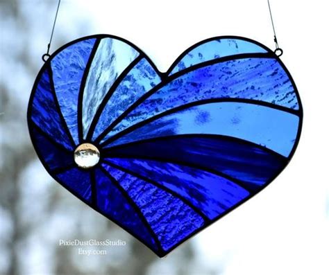 Heart Stained Glass Heart Suncatcher True Blue Heart Best Friend T Window Hanging Blue