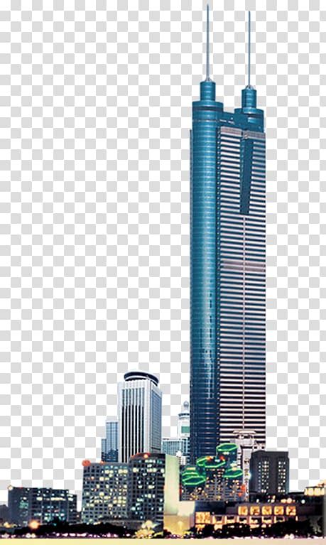 Blue And White High Rise Building Illustration Skyscraper High Rise