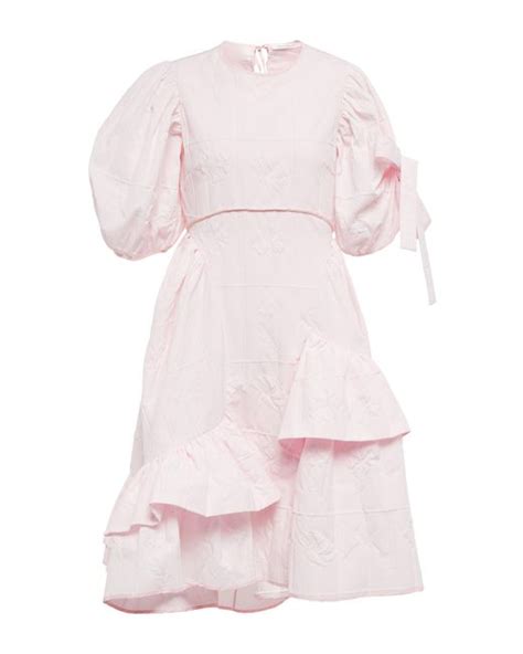 Cecilie Bahnsen Danita Cotton Blend Midi Dress In Light Pink Pink Lyst