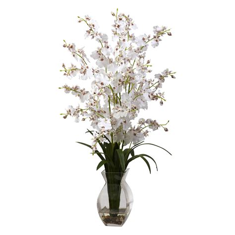 Nearly Natural Dancing Lady Orchid With Vase Arrangement White