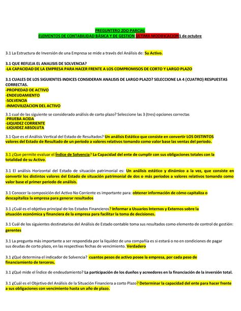 Preguntero Final Contabilidad Preguntero Do Parcial Elementos De