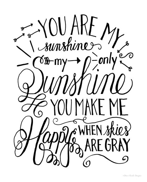 Printable You Are My Sunshine Coloring Page Liomash