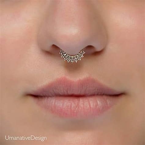 Tiny Fake Septum Nose Ring Indian Tribal Style Faux Brass