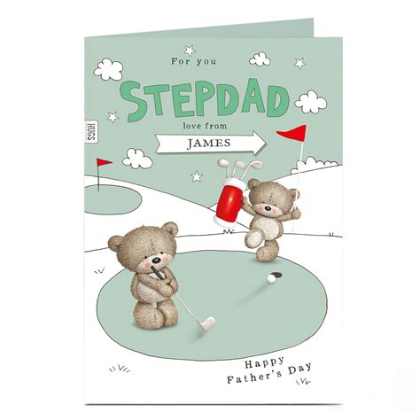 Buy Hugs Personalised Father S Day Card Golf Bears Stepdad For Gbp 1 79 Card Factory Uk