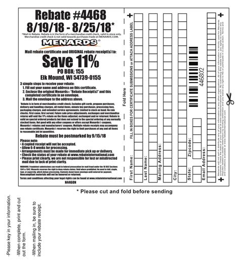 Menards Rebate Form 7809 Printable Crossword Puzzles Bingo Cards Forms