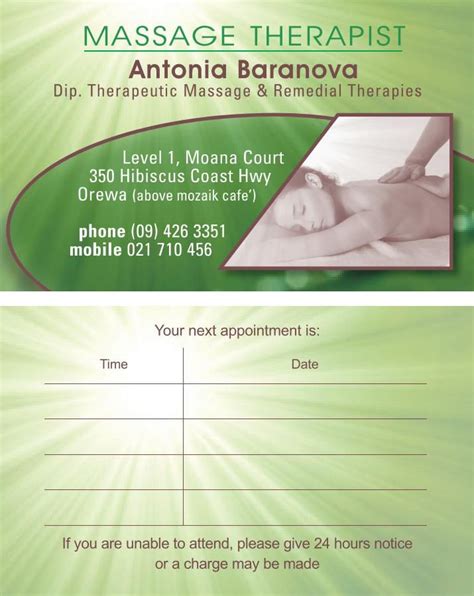 Massage Appointment Card Using Layers And Mixed Opacity Levels Appointment Card Opacity