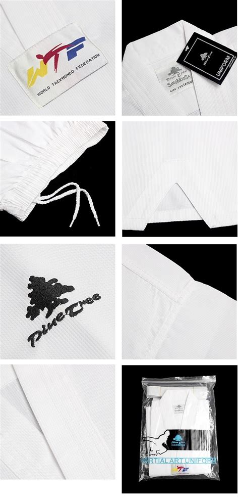 Taekwondo anzug poomsae grandmaster hochwertiger anzug für kämpfer ab dem 7. Taekwondo Anzug Pine Tree Sang Moo Sa White V-Neck