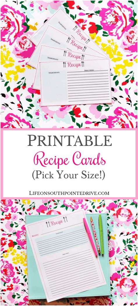 There are four different designs in this set. Free Printable Recipe Cards | Organize Your Kitchen