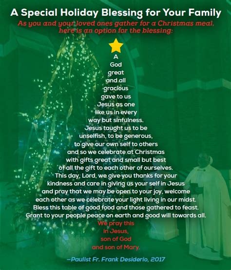 Thank you for visiting our christmas dinner prayer page. Blessing Prayer for a Christmas Meal - Paulist Fathers