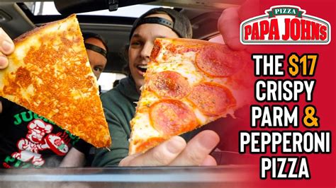 We ate Papa John's $17 Crispy Parmesan Pizza with Pepperoni - YouTube