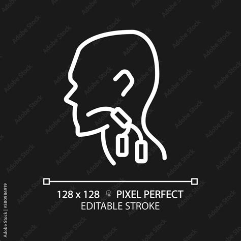 Lymph Nodes Pixel Perfect White Linear Icon For Dark Theme Swollen