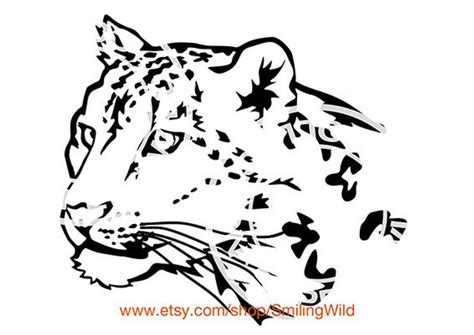 Snow Leopard Svg Portrait Wild Cats Clipart Wild Animal Vector Etsy