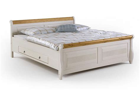 Bettgestell kojenbett (ohne matratze) modell: Massivholz Bett mit schubladen 180x200 weiß Kiefer holzbett Doppelbett Landhaus | eBay