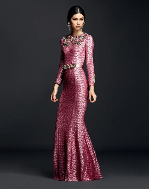 Lyst Dolce And Gabbana Sequin Dress With Crystals And Jewelled Belt In Pink